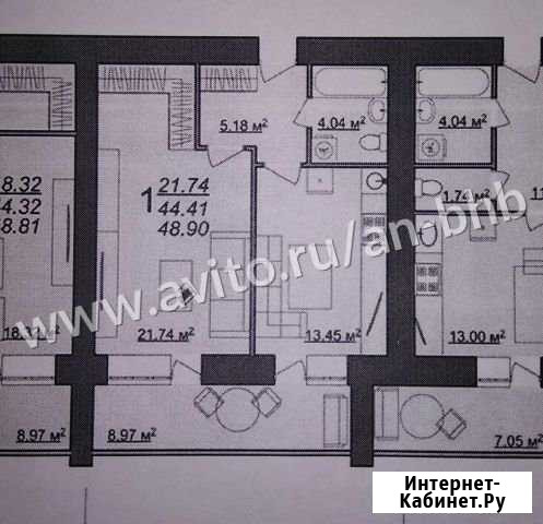 1-комнатная квартира, 48.9 м², 13/14 эт. на продажу в Брянске Брянск - изображение 1