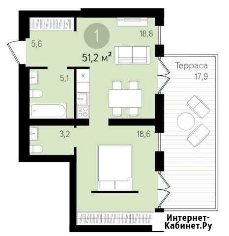 1-комнатная квартира, 70 м², 5/10 эт. на продажу в Тюмени Тюмень - изображение 1