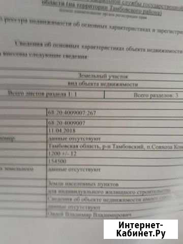 Участок ИЖС 120 сот. на продажу в Комсомольце Тамбовской области Комсомолец - изображение 1