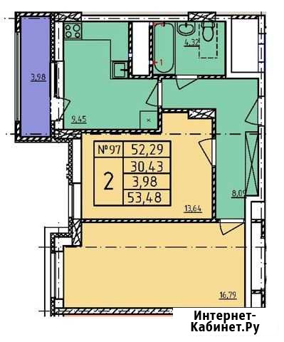 2-комнатная квартира, 56.3 м², 14/14 эт. на продажу в Нижнем Новгороде Нижний Новгород - изображение 1