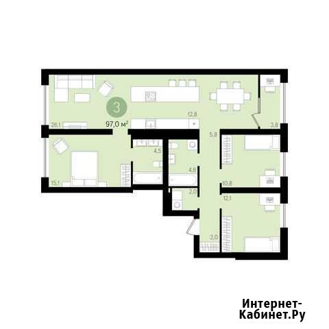 3-комнатная квартира, 100.8 м², 2/8 эт. на продажу в Новосибирске Новосибирск - изображение 1