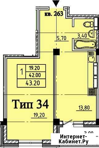 1-комнатная квартира, 43.2 м², 16/16 эт. на продажу в Барнауле Барнаул - изображение 1