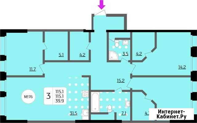 3-комнатная квартира, 115.1 м², 11/13 эт. на продажу в Москве Москва - изображение 1