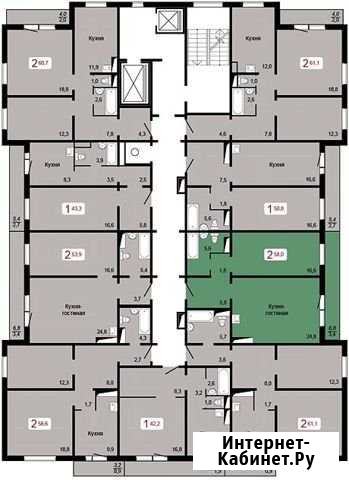 2-комнатная квартира, 58 м², 12/16 эт. на продажу в Красноярске Красноярск - изображение 1