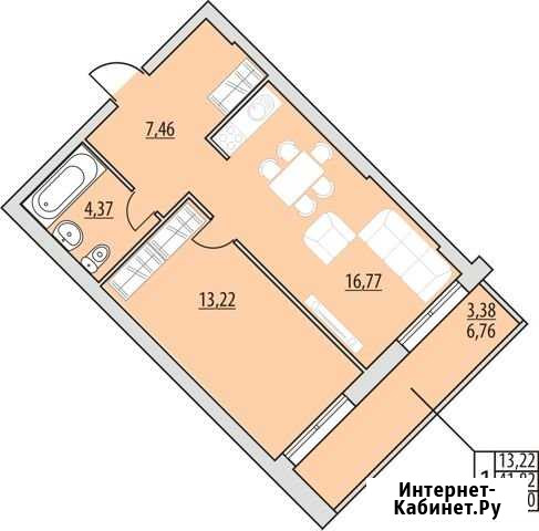 1-комнатная квартира, 45.2 м², 16/17 эт. на продажу в Кирове Киров - изображение 1