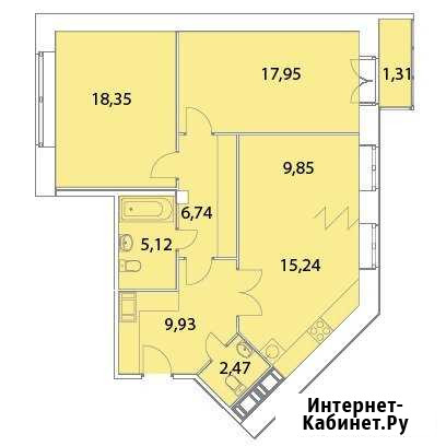 3-комнатная квартира, 87 м², 5/24 эт. на продажу в Кудрово Кудрово - изображение 1