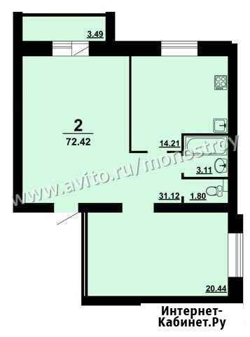 2-комнатная квартира, 72.4 м², 6/9 эт. на продажу во Владимире Владимир - изображение 1