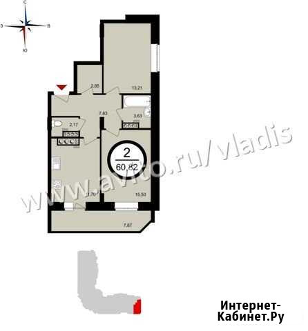 2-комнатная квартира, 60.8 м², 5/17 эт. на продажу во Владимире Владимир - изображение 1