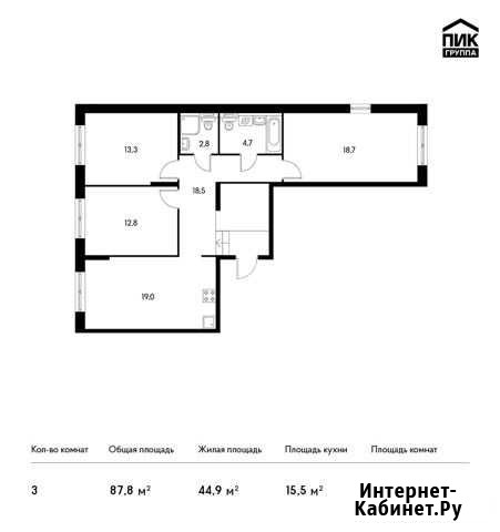 3-комнатная квартира, 87.8 м², 3/16 эт. на продажу в Екатеринбурге Екатеринбург - изображение 1