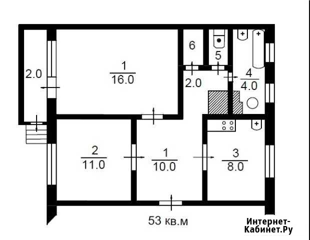 2-комнатная квартира, 53 м², 1/2 эт. на продажу в Троицко-Печорске Троицко-Печорск - изображение 1