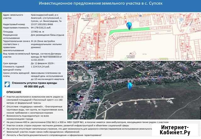 Участок ИЖС 139 сот. на продажу в Супсехе Супсех - изображение 1