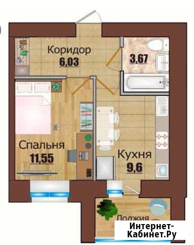 1-комнатная квартира, 34.8 м², 12/13 эт. на продажу в Калуге Калуга - изображение 1