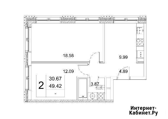 2-комнатная квартира, 49.4 м², 2/16 эт. на продажу в Москве Москва - изображение 1