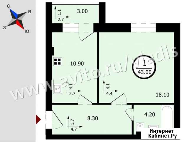 1-комнатная квартира, 43 м², 2/3 эт. на продажу во Владимире Владимир - изображение 1