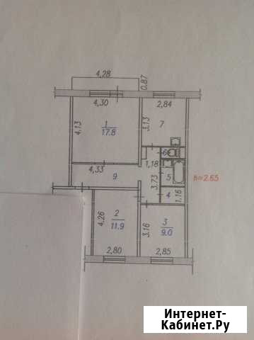 3-комнатная квартира, 64 м², 8/10 эт. на продажу в Новокузнецке Новокузнецк - изображение 1