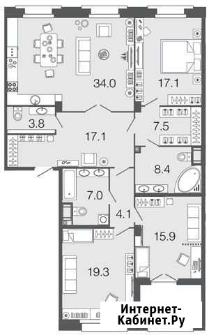 3-комнатная квартира, 134.2 м², 2/9 эт. на продажу в Санкт-Петербурге Санкт-Петербург - изображение 1