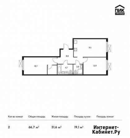 2-комнатная квартира, 66.7 м², 8/17 эт. на продажу в Москве Москва