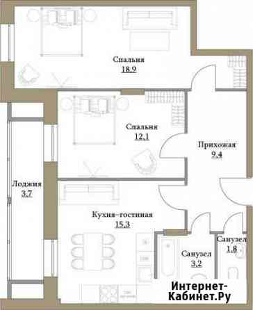 2-комнатная квартира, 64.4 м², 5/17 эт. на продажу в Москве Москва