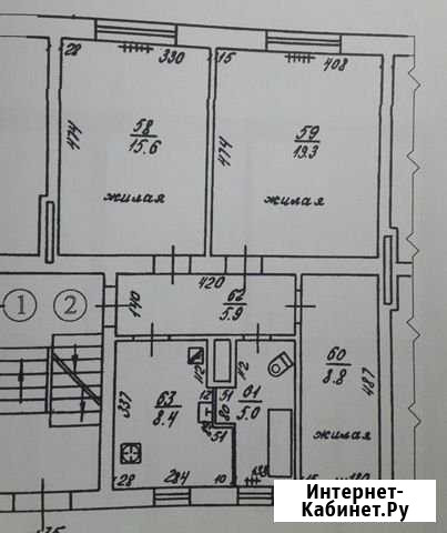 3-комнатная квартира, 64 м², 1/3 эт. на продажу в Калининграде Калининград - изображение 1