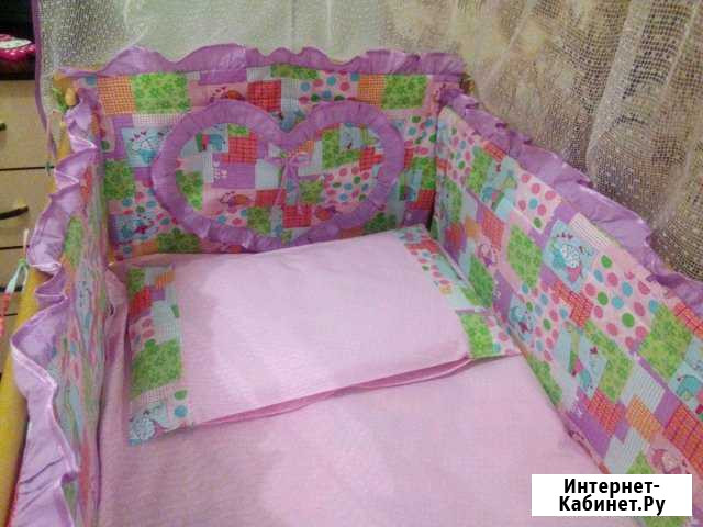 Кроватка с матрасом бортиками и балдахином Барнаул - изображение 1