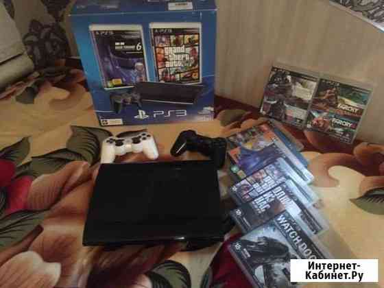PS 3 super slim 500gb + 12 игр диски Альметьевск