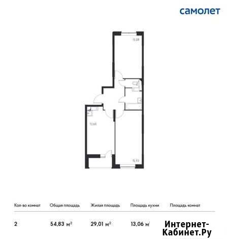 2-комнатная квартира, 54.8 м², 6/17 эт. на продажу в Видном Видное - изображение 1