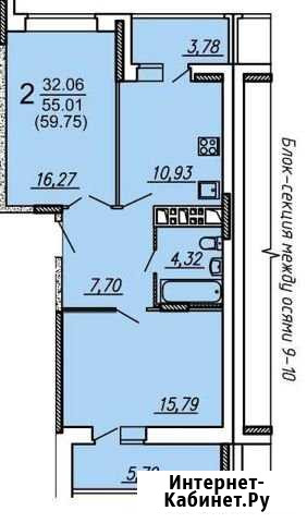 2-комнатная квартира, 59.8 м², 8/16 эт. на продажу в Брянске Брянск - изображение 1