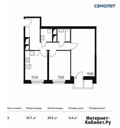 2-комнатная квартира, 59.7 м², 19/32 эт. на продажу в Одинцово Одинцово