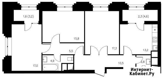 3-комнатная квартира, 90.9 м², 13/24 эт. на продажу в Москве Москва - изображение 1