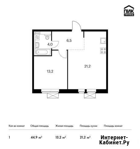 1-комнатная квартира, 44.9 м², 7/17 эт. на продажу в Котельниках Котельники - изображение 1
