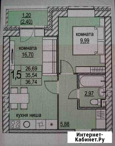 1-комнатная квартира, 37 м², 3/5 эт. на продажу в Хохряках Хохряки - изображение 1