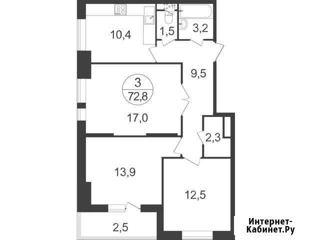 3-комнатная квартира, 72.8 м², 2/22 эт. на продажу в Балашихе Балашиха - изображение 1