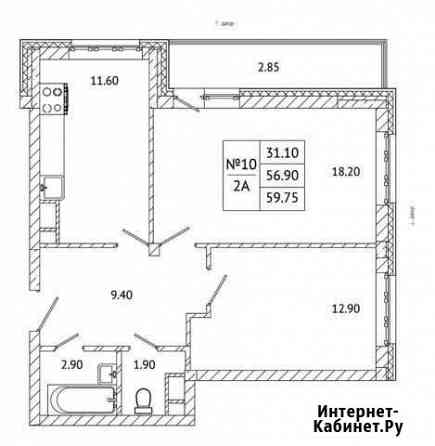 2-комнатная квартира, 59.8 м², 2/5 эт. на продажу в Малаховке Малаховка