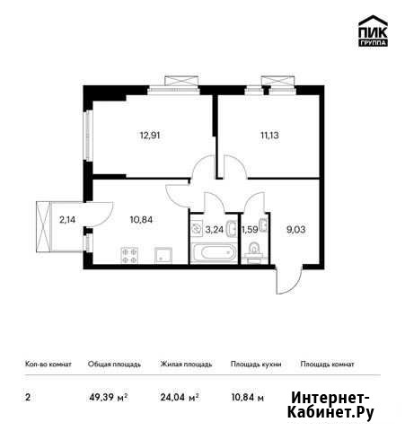 2-комнатная квартира, 49.4 м², 9/14 эт. на продажу в Москве Москва - изображение 1