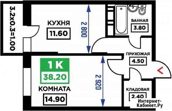 1-комнатная квартира, 38.2 м², 3/19 эт. на продажу в Краснодаре Краснодар