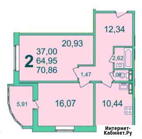 2-комнатная квартира, 68.9 м², 1/17 эт. на продажу в Белгороде Белгород