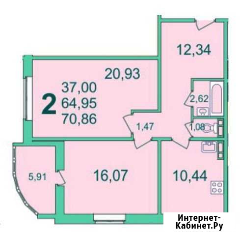 2-комнатная квартира, 68.9 м², 1/17 эт. на продажу в Белгороде Белгород - изображение 1