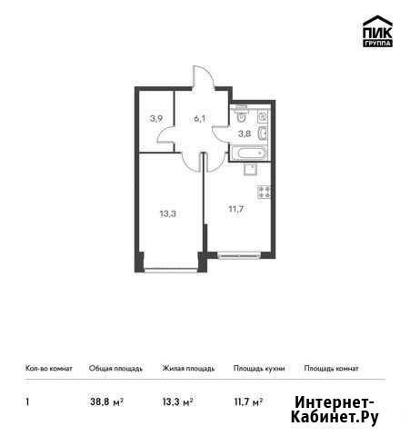 1-комнатная квартира, 38.8 м², 2/24 эт. на продажу в Санкт-Петербурге Санкт-Петербург - изображение 1