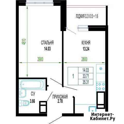 1-комнатная квартира, 35.3 м², 6/24 эт. на продажу в Краснодаре Краснодар