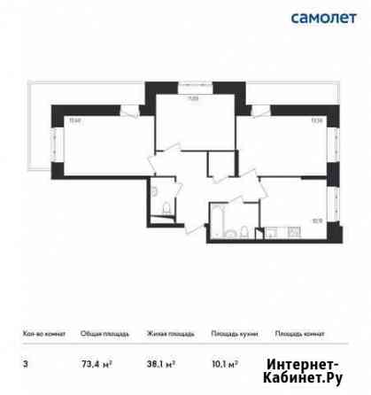 3-комнатная квартира, 73.4 м², 2/17 эт. на продажу в Люберцах Люберцы