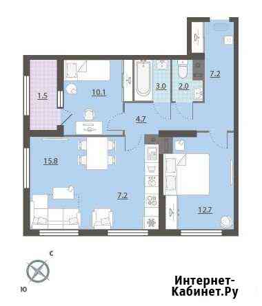 3-комнатная квартира, 65 м², 23/32 эт. на продажу в Екатеринбурге Екатеринбург