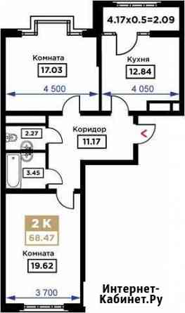 2-комнатная квартира, 68.5 м², 15/25 эт. на продажу в Краснодаре Краснодар