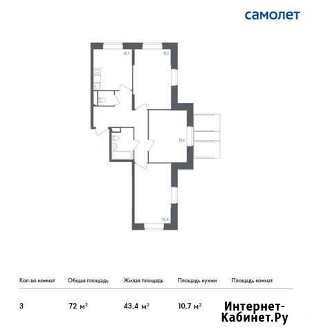 3-комнатная квартира, 72 м², 2/12 эт. на продажу в Красногорске Московской области Красногорск - изображение 1