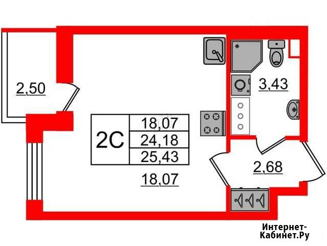 Квартира-студия, 24.2 м², 3/8 эт. на продажу в Санкт-Петербурге Санкт-Петербург - изображение 1