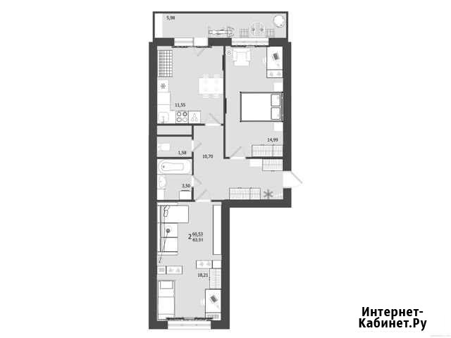 2-комнатная квартира, 63.5 м², 4/9 эт. на продажу в Клине Клин - изображение 1
