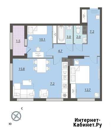 3-комнатная квартира, 65 м², 22/32 эт. на продажу в Екатеринбурге Екатеринбург - изображение 1