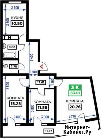 3-комнатная квартира, 83 м², 24/24 эт. на продажу в Краснодаре Краснодар - изображение 1