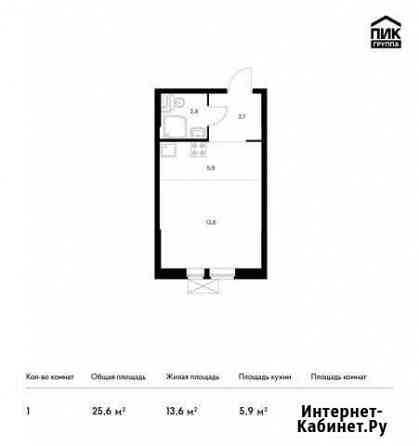 Квартира-студия, 25.6 м², 23/33 эт. на продажу в Москве Москва