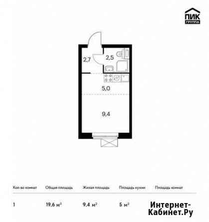 Квартира-студия, 19.6 м², 26/33 эт. на продажу в Москве Москва