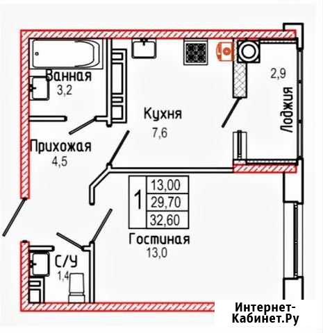 1-комнатная квартира, 33.1 м², 13/18 эт. на продажу в Ставрополе Ставрополь - изображение 1